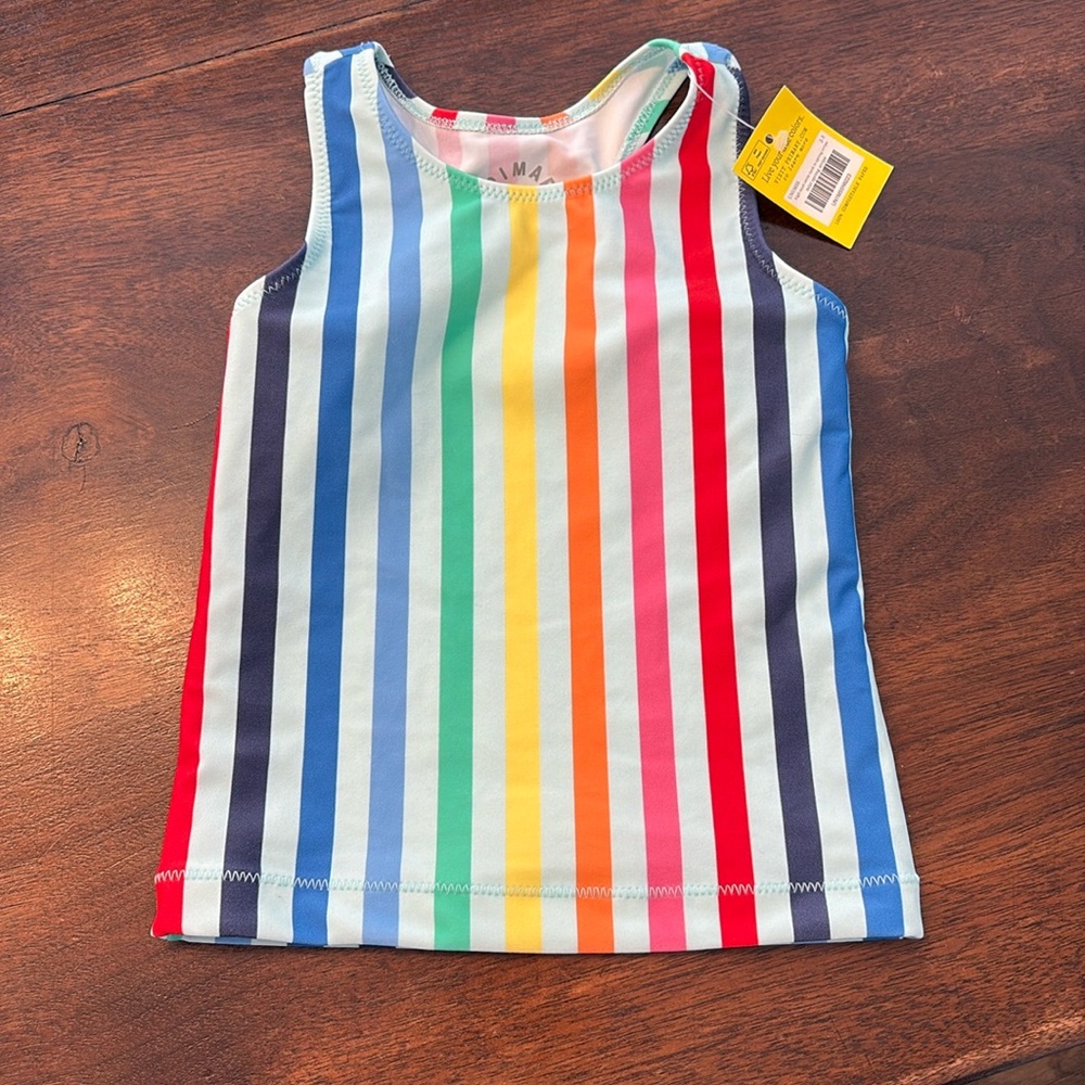 Primary rainbow striped tankini top NWT size 2-3